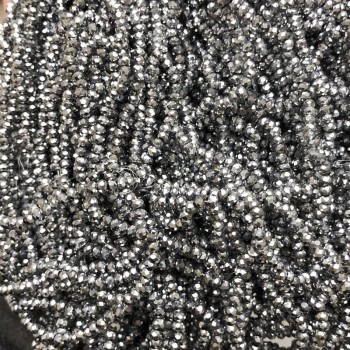 Mărgele din cristal ceh pe fir, cu acoperire gri deschis, rondel fațetat, diametrul 3x2,5 mm, lungime 36 cm