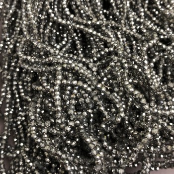 Mărgele gri transparente din cristal ceh pe fir, rondeluri tăiate, diametrul 3×2,5 mm, lungime 36 cm