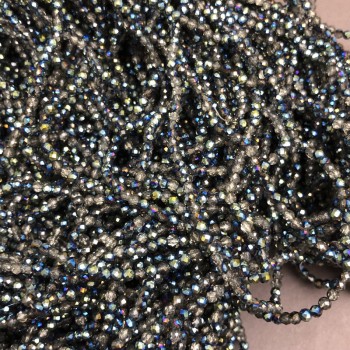 Mărgele din cristal ceh pe fir, gri asortat, transparente, cu luciu lucios, rondelle tăiate, diametrul 3x2,5 mm, lungime 36 cm + -