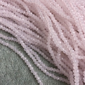 Mărgele roz pal mat din cristale cehești pe fir, rondel facetat, diametrul 3,5×3 mm, lungime 36 cm