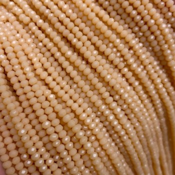 Mărgele din cristal ceh pe șnur pudră, rondele fațetate, mate, diametrul 3×2,5 mm, lungimea 36–38 cm +