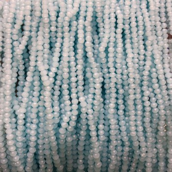 Намистини Чеський Кришталь на волосіні блідо-василькова матове гранований рондель, діаметр 3х2, 5мм + -, довжина 36-38см +