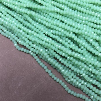 Mărgele pe fir din cristal cehesc, culoare verde mentă, mat, ronddele tăiate, diametrul 3x2,5 mm, lungime 36-38 cm +