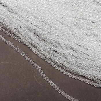 Mărgele din cristal ceh pe fir, alb translucid, rondel tăiat, diametru 3,5×3 mm, lungime 36–38 cm + -