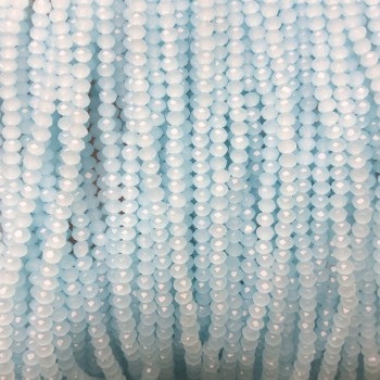 Намистини Чеський Кришталь на волосіні блідо-василькова матове гранований рондель, діаметр 3, 5х3мм + -, довжина 36-38см +