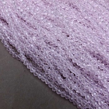 Mărgele din cristal ceh pe fir roz pal transparent, rondel tăiat, diametrul 3,5×3 mm, lungime 36–38 cm +