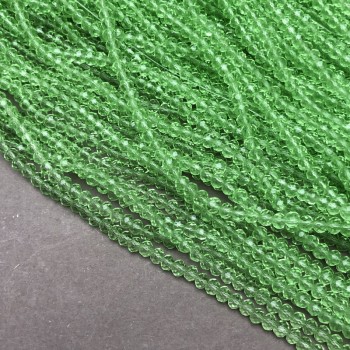 Mărgele verzi de salată transparente din cristal ceh pe șnur, rondelle fațetate, diametrul 3,5×3 mm, lungime 36–38 cm