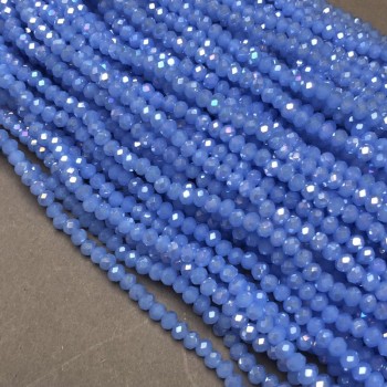 Mărgele din cristal cehesc pe fir, albastru închis, mat, reflexie de benzină, rondel tăiat, diametrul 3,5×3 mm, lungime 36–38 cm