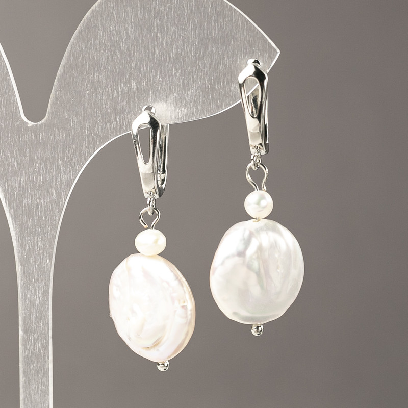 Cercei naturali din perle baroce și perle de râu, 45×17 mm+