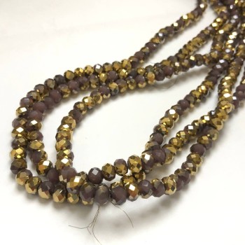 Mărgele de cristal ceh pe fir, asortiment mov mat cu acoperire, rondel facetat, diametrul 6×4,5 mm, lungime 38–40 cm +