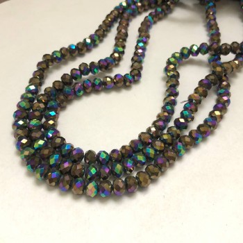 Mărgele din cristal cehesc pe fir, cu finisaj benzinat, rondel tăiat, diametru 6×4,5 mm + -, lungime 38–40 cm +