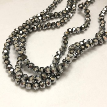 Mărgele din cristal ceh pe fir transparent cu rondel tăiat, diametrul 6×4,5 mm ±, lungimea 38–40 cm ±