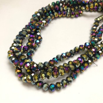 Mărgele cu cristal ceh pe fir, lustruite, rondel tăiat, diametrul 6×4,5 mm + -, lungime 38–40 cm +