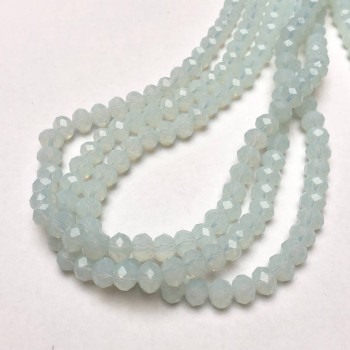Mărgele din cristal ceh pe fir, lăptos-transparent, tăiate în rondel, diametrul 8×6 mm, lungimea 40–42 cm +