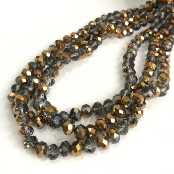 Mărgele din cristal ceh pe fir, asortiment gri cu luciu, rondel tăiat, diametrul 8×6 mm, lungime 40–42 cm +