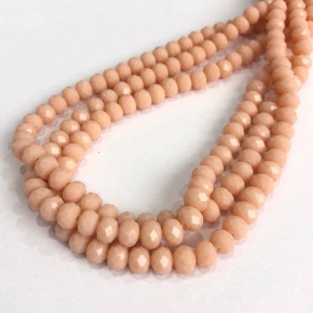 Mărgele din cristal ceh pe fir, nuanță pudră, mat, rondel facetat, diametrul 8×6 mm, lungime 40–42 cm