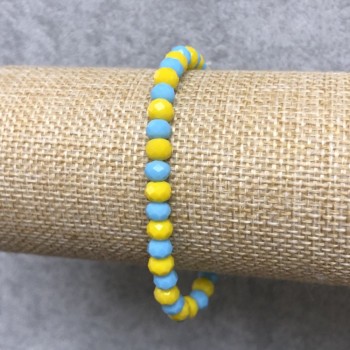 Brățară pe elastic din cristal ceh, Ucraina, rondeluri tăiate, diametrul 6×4 mm, lungimea 18 cm