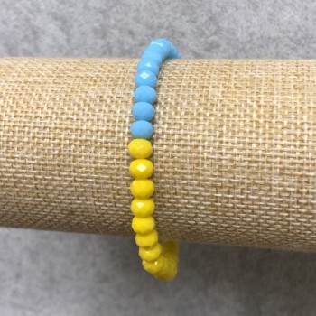 Brățară pe elastic din cristal ceh „Ucraina”, rondel facetat, diametrul 6×4 mm, lungime 18 cm