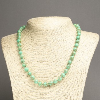 Colier din jasper imperial verde (presat), bile lucioase, diametrul 8 mm ±, lungime 45 cm