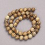 Mărgele din piatră naturală pe șnur – jasp peisaj, rotunde, netede, diametru 8 mm, lungime 39 cm + -