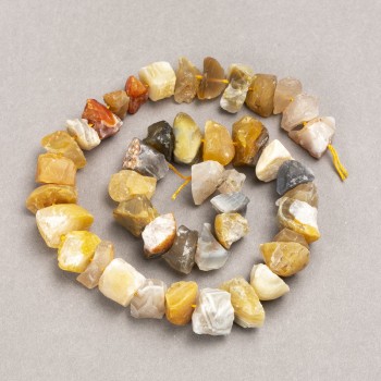 Mărgele din agat Botswana, pe șnur, formă nugget brut, diametru aproximativ 13x8 mm, lungime 41 cm