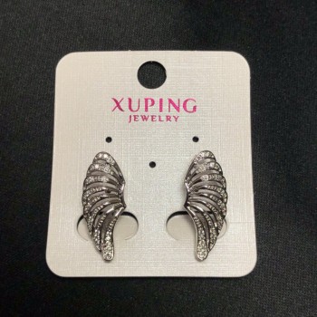 Cercei Xuping placare cu rodiu, cu pietre albe, diametrul 23×10 mm +