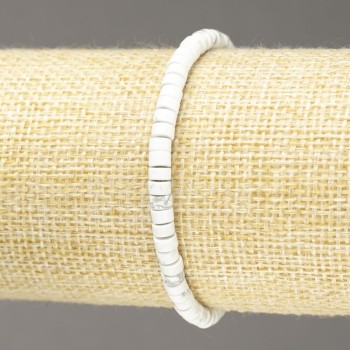 Brățară din kaholong natural pe elastic, rondel, diametrul 4×2,5 mm, lungime 18 cm