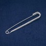 Broșă-pin cu strasuri gri, metal argintiu 16×101 mm