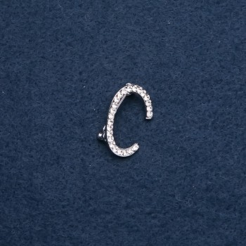 Broșă cu inițialul literei „S”, 26×18 mm, culoare argintie