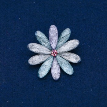 Broșă floare multicoloră, metal gri, 48 mm +