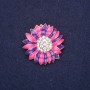Broșă în formă de floare, strasuri, email, culoare zmeură-violet, 29 mm, metal auriu
