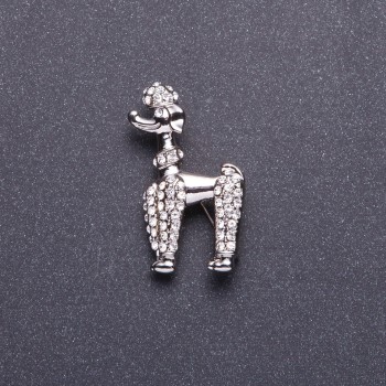 Брошка "Пудель королівський" колір металу сріблястий 4х2, 5 см
