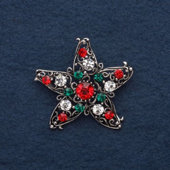 Broșă Accent 5 cm ± paiete colorate, metal argintiu
