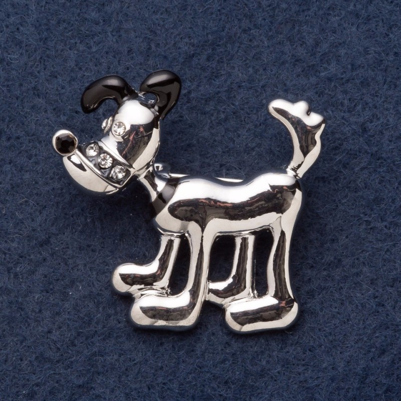 Broșă «Cățeluș Pluto» 3,5×4 cm, metal gri