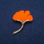 Бач Листик помаранчева матова емаль, золотистий метал 33х47мм