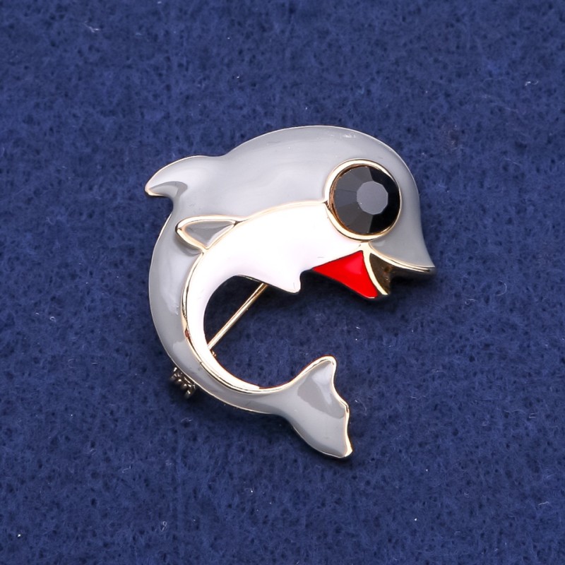 Broșă Orca gri 37×38 mm