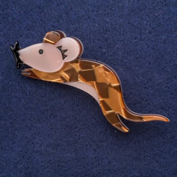 Broșă «Șoricel din sidef» 75x24 mm, metal gri