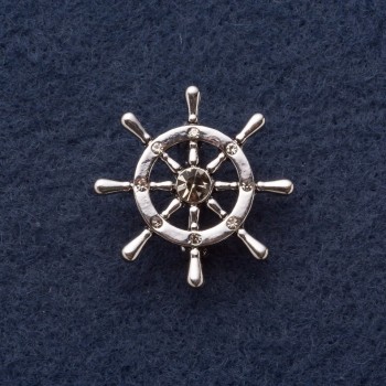 Broșă «Volan», diametrul de 3 cm, metal gri