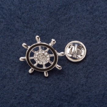 Broșă cu închidere prin șurub „Volan” 2,5 cm, metal gri