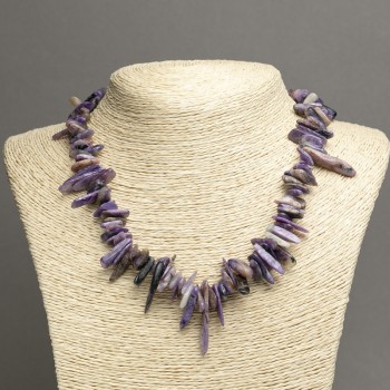 Намиста з натурального каменю Чароіт крихта "голка", діаметр 15х3мм+-, довжина 45см+