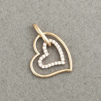 Pandantiv Xuping placat cu aur 18K Inimă cu cristale albe, diametrul 21×17 mm +