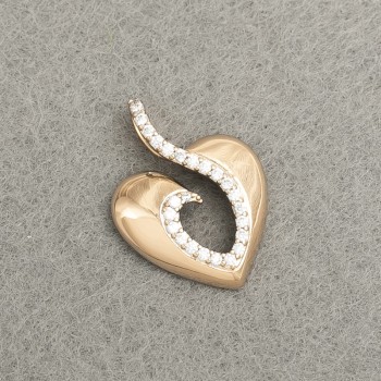 Pandant Xuping cu aur de 18K Inimă cu strasuri albe, diametrul 20x15 mm +