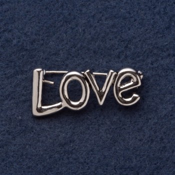 Broșă "LOVE" 3×1,5 cm, metal gri