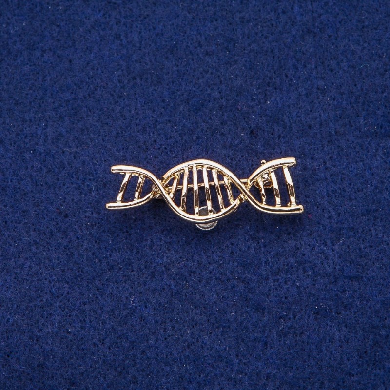 Broșă spirală ADN, 13×40 mm, metal auriu