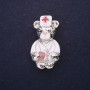 Broșă «Ursuleț Doctor» email, culoare alb-roșu, 40x22 mm, metal argintiu