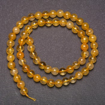 Mărgele din cuarț rutilit natural, formă sferică netedă, diametrul de 6 mm (±), lungime 38 cm