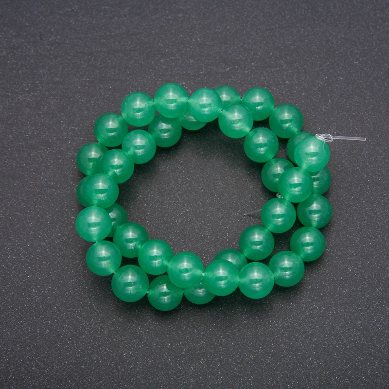 Mărgele de nefrit, bilă netedă, diametrul de 10 mm (+/-), lungimea 38 cm