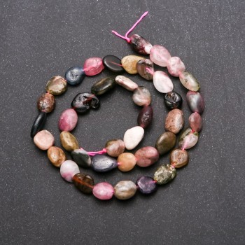 Mărgele de turmalin pe șnur, fațetate, diametrul aproximativ 8x10 mm, lungimea 38 cm