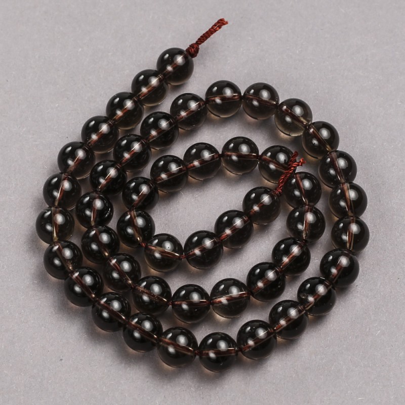 Mărgele topaz fumuriu (artificial) bilă netedă, diametrul 8 mm, lungimea 38 cm