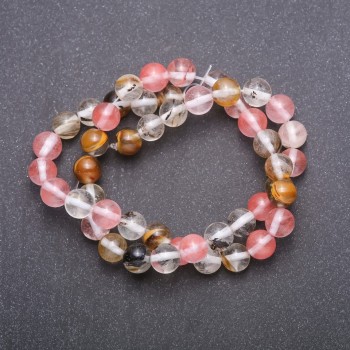 Mărgele din calcedonie naturală, sortiment pe șnur, bile, diametrul de 8 mm (+/-), lungime 37 cm